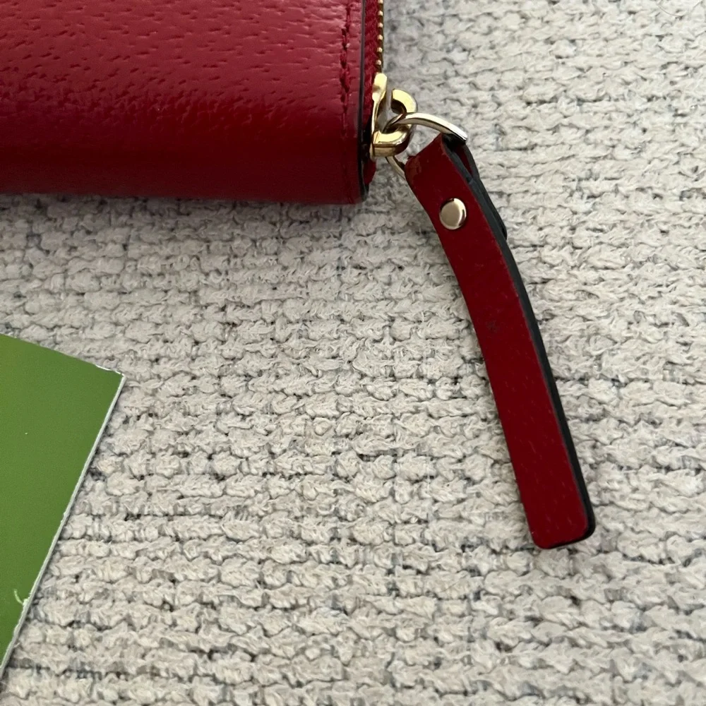 KATE SPADE ♠️ LEATHER STACY MIKAS POND CONTINENTAL WALLET IN CRAB RED - Picture 5 of 8